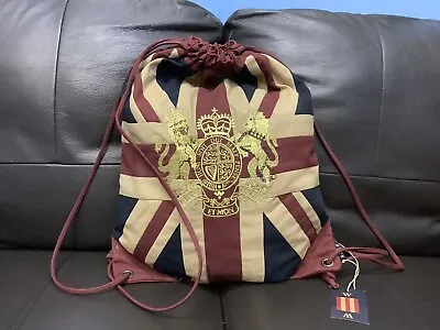 Union Jack Quality Drawstring Backpack/ Pump Bag / Rucksack/ Royal Crest T/D • £19.95