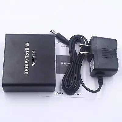 Digital Audio Splitter SPDIF/Toslink 1x3 Optical Audio Splitter LPCM2.0/DTS • $37.05