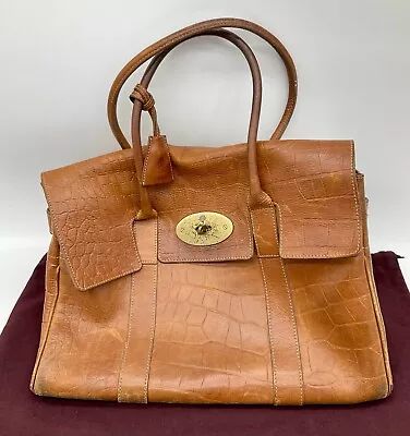 Mulberry Bayswater Brown Crocodile Leather Tote Bag With Purse & Dustbag Used • £159.99