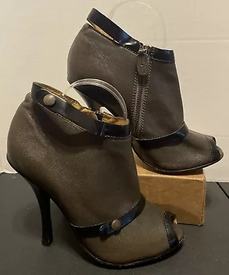 L.A.M.B. Gwen Stefani Shoes Military Green Ankle Booties Open Toe  Sz 9 M • $69.99