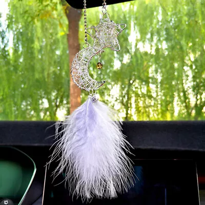 Starry Sky Moon Dream Catcher Car Pendant Wind Chimes Feather Decoration XK • £6.18