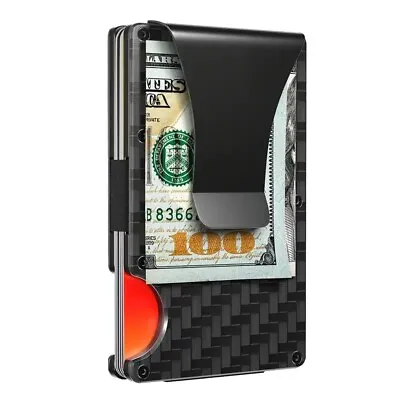 Aluminum Alloy Carbon Fiber Credit Card Holder RFID Blocking Large Capacity Wall • $19