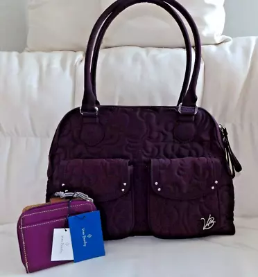 VERA BRADLEY Bowler Purse Wine Microfiber Perfect Condition & NWT Pocket Wallet • $136.96