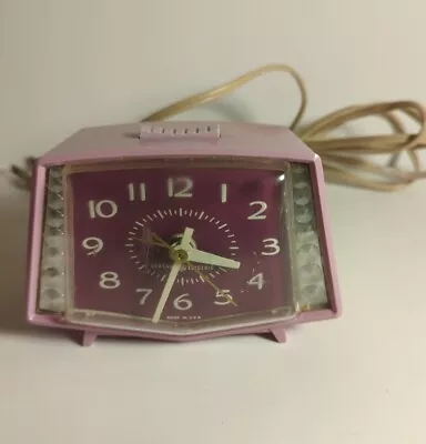 VTG General Electric Purple Pink Electric Alarm Clock Model 7282 WORKS Crack GE • $35