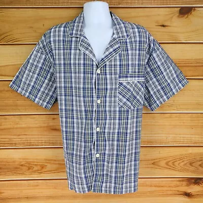 Stafford Short Sleeve Button Up Pajama Shirt Sleepwear Mens Size XXL Blue Plaid • $14.39