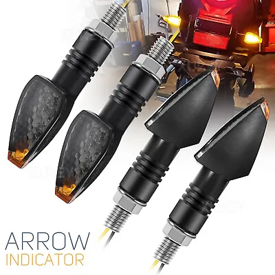 4X Smoke 10mm Mini LED Motorcycle Turn Signals Indicator Blinker Amber Universal • $10.99