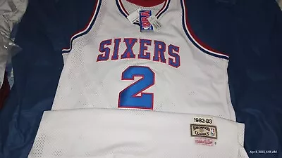 Moses Malone Mitchell & Ness 1982-83 Philadelphia 76ers Jersey Sz 48 Autograph • $2400