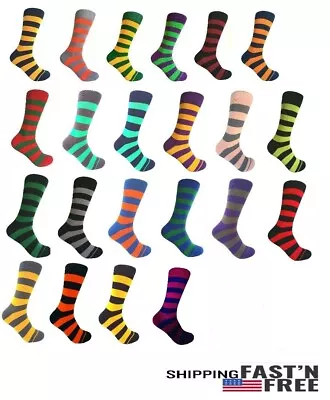 Men's Mid-calf Various Colors Multi-occasion Stripes Dress Socks • $11.95