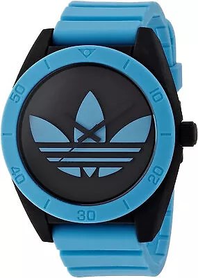 Adidas ADH2847 Santiago XL Men's Analog Black Plastic Watch Blue Silcone Strap • $64.95