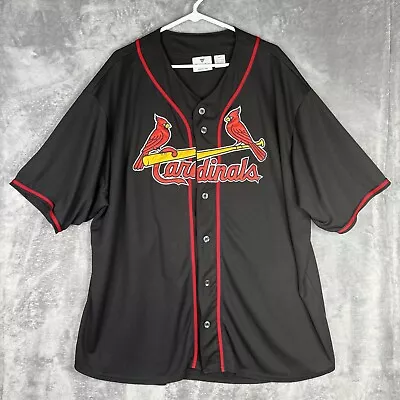 Fanatics St Louis Cardinals Jersey Mens 3X Black Button Up Baseball Shirt Team • $36