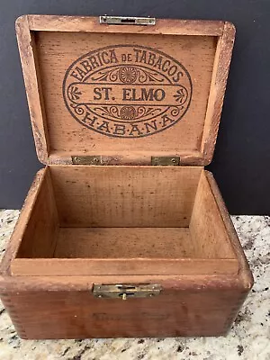 Vintage St.Elmo Habana Fabrics De Tabaco Finger Jointed Cigar Box 6x4.5”x3.5” • $19.99
