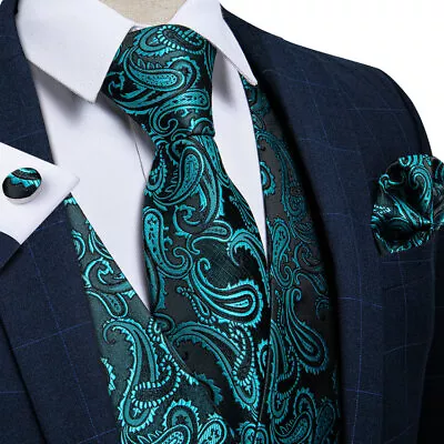 Mens Vest S-4XL Silk Designer Fashion Waistcoats Coats Wedding Formal Tuxedo • $16.99