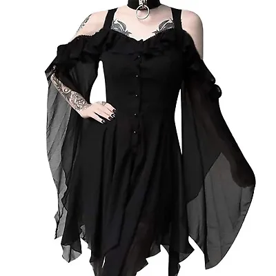 Halloween Women Renaissance Medieval Gothic Witch Costume Fancy Dress Cosplay UK • £22.69