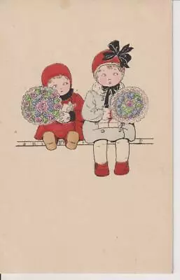 Vintage  Art Nouveau-children W/h Bouquet Flowers-signed-mela Koehler-old Pc • $120