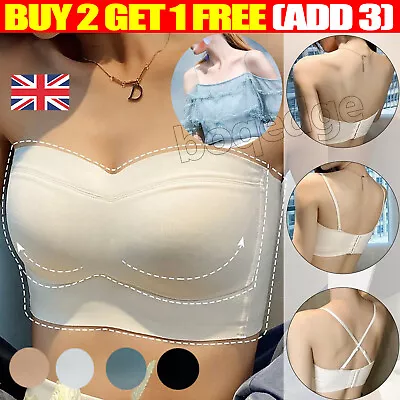 Women Invisible Push Up Bra Bralette Strapless Underwear Sexy Lingerie Tops Girl • £6.99