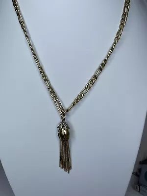 J. Crew Factory Gold Tone Flower Tassel Drop Fashion Chain Necklace With Wear • $12