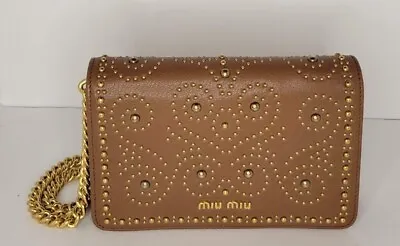 Brand New Authentic Miu Miu Madras Lux Brandy Clutch / Crossbody Purse 5BP006 • $1500