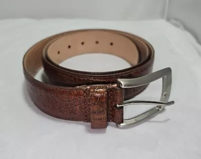 Martin Dingman Belt Sz 40 Brown Genuine Leather Handmade In USA Faux Snakeskin • $29.99