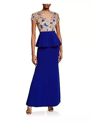 AIDAN MATTOX Womens Short Sleeve Illusion Neckline Maxi Formal Sheath Dress • $55.99