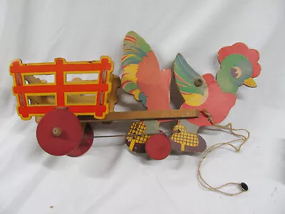 Vintage Wooden Rooster/Chicken Pull Toy #61 • $25