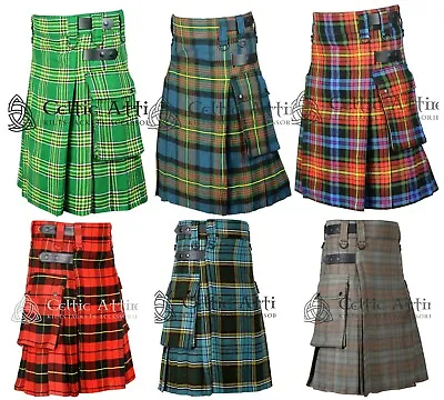  Mens Scottish Tartan Utility Kilt Fashion Kilt 13 Oz Acrylic Fabric 60 + Tartan • $49.56