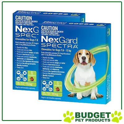 NexGard Spectra Chewables For Medium Dogs Green 7.6-15kg 12 Pack • $179.99