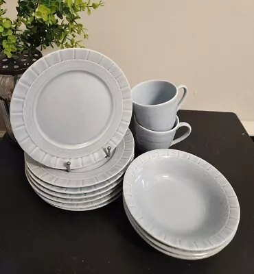 12pc MARTHA STEWART MSE Blue Basket Weave Salad Plates Bowls Mugs EUC  • $54.97