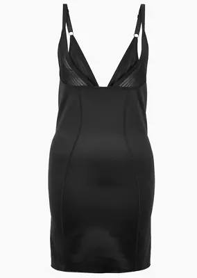 M&S BLACK Firm Control Wear Your Own Bra Slip Sheer Stripe Slimming Cupless UK 8 • £9.99