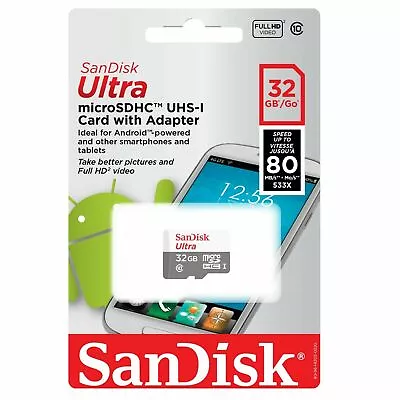 SanDisk 32GB 32G Ultra Micro SD HC Class 10 TF Flash SDHC Memory Card Mobile  • $7.20