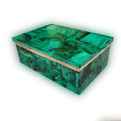 7 X5  White Marble Jewelry Trinket Box Inlay Pietra Dura Mosaic Green Malachite • $448