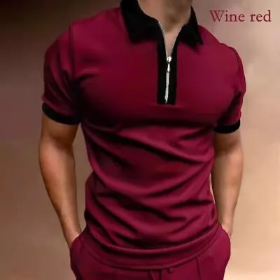 New Style POLO Shirt Zipper Knitted Jacquard Men's T-shirt Top • $26.96