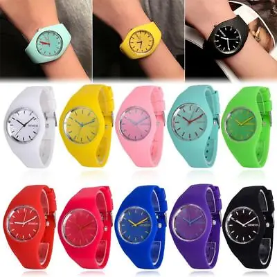 Soft Jelly Women Ladies Silicone Band Quartz Sports Girl Wrist Watch *UK STOCK* • £5.27