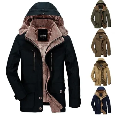 Men Thicken Jacket Fleece Lined Winter Warm Coat Mens Long Sleeve Padded Coat • $68.77