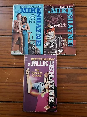 Mike Shayne Mystery Dell Paperback Book Lot 3 Brett Halliday 1976 1972 1974 • $18