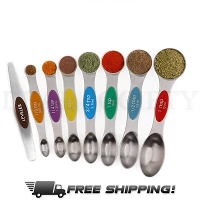 Magnetic Dual Sided Measuring Spoons With Leveler - Set Of 8 • $12.99