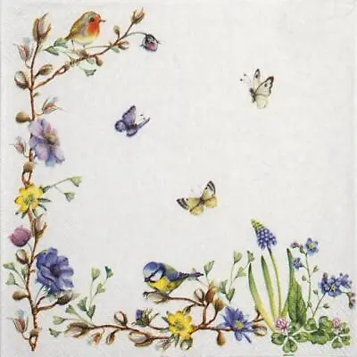 4x Single Cocktail Napkins Decoupage And Party - Easter Flowers • £1.19