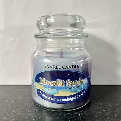 Yankee Candle Moonlit Sands Swirl Medium Jar Beach Walk Midnight Oasis Rare Gift • £29.95