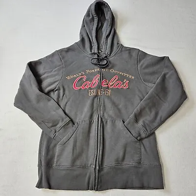 Cabela's Sweatshirt Women's Size Medium Full Zip Hoodie Gray/Pink 56835 • $15.39