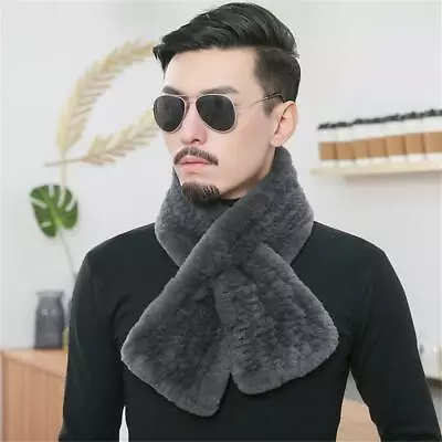 100% Real Rabbit Fur Scarf Winter Warm Collar Neck Warm Wrap For Handsome Men • $34.58