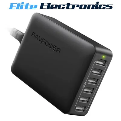$46.85 • Buy RAVPower RP-PC028 60W 6 Port Charger USB PD ISmart Wall Charging Station