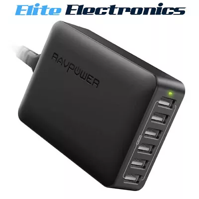 RAVPower RP-PC028 60W 6 Port Charger USB PD ISmart Wall Charging Station • $42