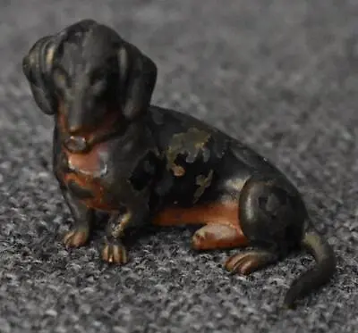 Antique Circa 1900 Austria Viennese Bronze Dachshund Miniature Figural #1 • $97.49