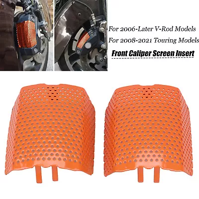 For Harley V-Rod & Touring Glide 2008-2021 Front Caliper Screen Inserts Orange • $22.78
