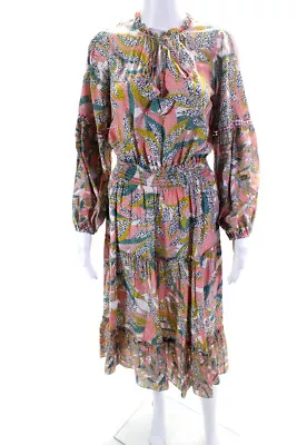 Shoshanna Womens Abstract Print Long Sleeve Long A-Line Dress Multicolor Size 2 • $42.69