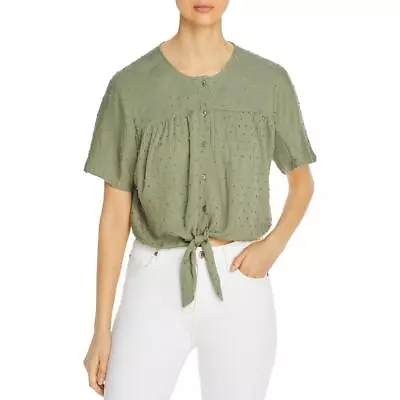 Design History Womens Green Textured Knot-Front Blouse Top L BHFO 7438 • $6.99