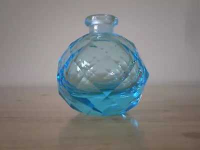 Vintage Cut Glass Crystal Light Blue Perfume Bottle Without Stopper - EUC • $18.99