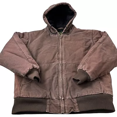 Cabela's Outdoor Gear Barn Coat Mens M Brown Canvas Jacket Hooded Quilted Lining • $40