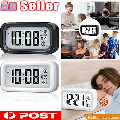 $11.99 • Buy Digital Bedside LED Snooze Alarm Clock Time Temperature Day/Night Desktop Clocks