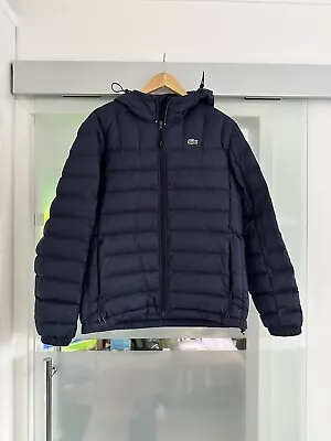 Lacoste Men’s Quilted Hooded Jacket- Size 50/medium-Navy Blue- Mint Condition • £59.99