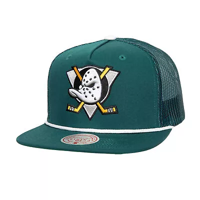 Men's Mitchell & Ness Teal Anaheim Ducks Roper Trucker Snapback Hat • $34.99